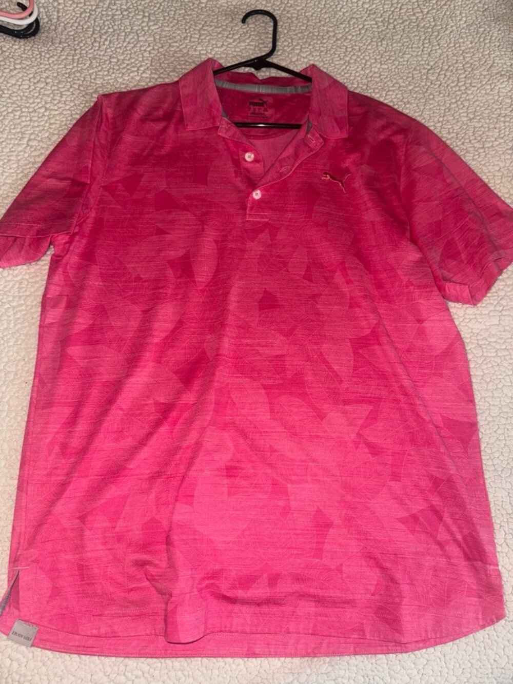 Puma Men's Medium Pink Tonal Geometric Print Golf Polo Like New